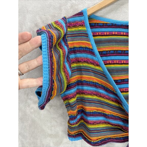 All Things Mochi Lana Wrap Top in Multi Rainbow Crop Sweater Knit Size XS - Picture 5 of 12